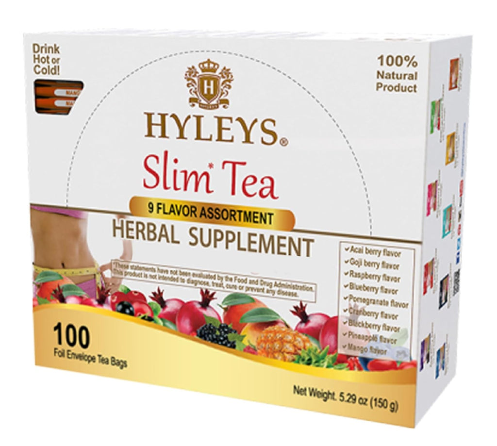 Hyleys Slim Tea 9 Flavor Assortment 100 Ct - Weight Loss Herbal Supplement Cleanse and Detox - 100 Tea Bags (9 Pack)
