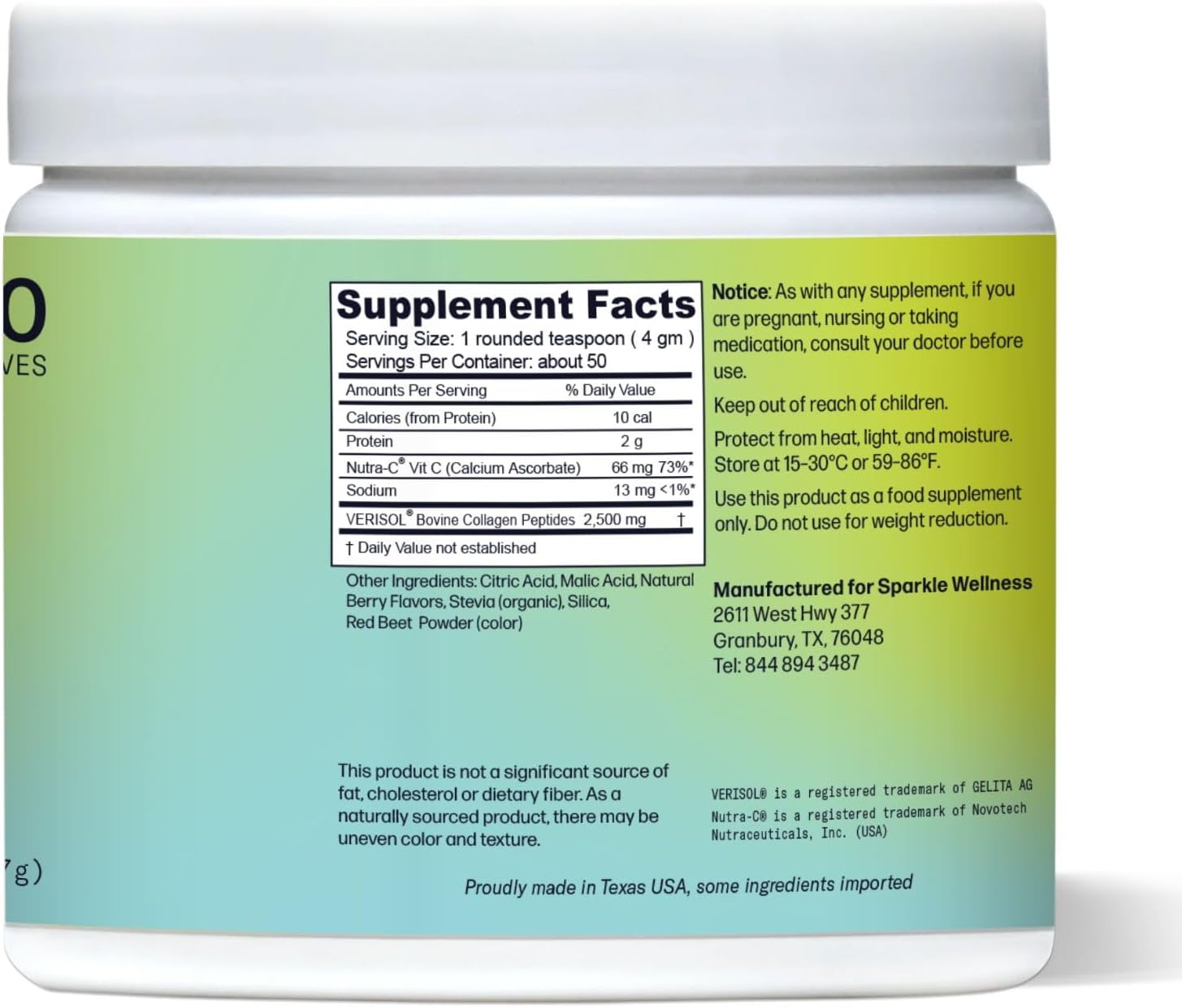 Hydrolyzed Collagen Powder - Sparkle Skin Boost (Mixed Berry) [50-Serves] Verisol Collagen Hydrolysate Protein Powder Vitamin C Paleo Non-GMO Gluten Free Beauty Supplement Drink