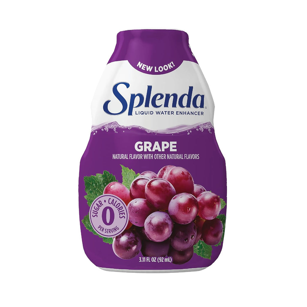 SPLENDA Liquid Water Enhancer Drops, Sugar Free, Zero Calorie, Natural Flavor, Concentrated Drink Mix, 3.11 Fl Oz Each Bottle (Grape, 1 Pack)