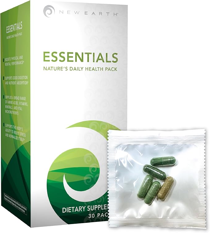 New Earth Essentials Daily Gut Health Packets | Probiotics, Digestive Enzymes & Organic Wild Microalage | 5-Capsule Daily Packs | 30-Day Supply | Vegan & Non-GMO