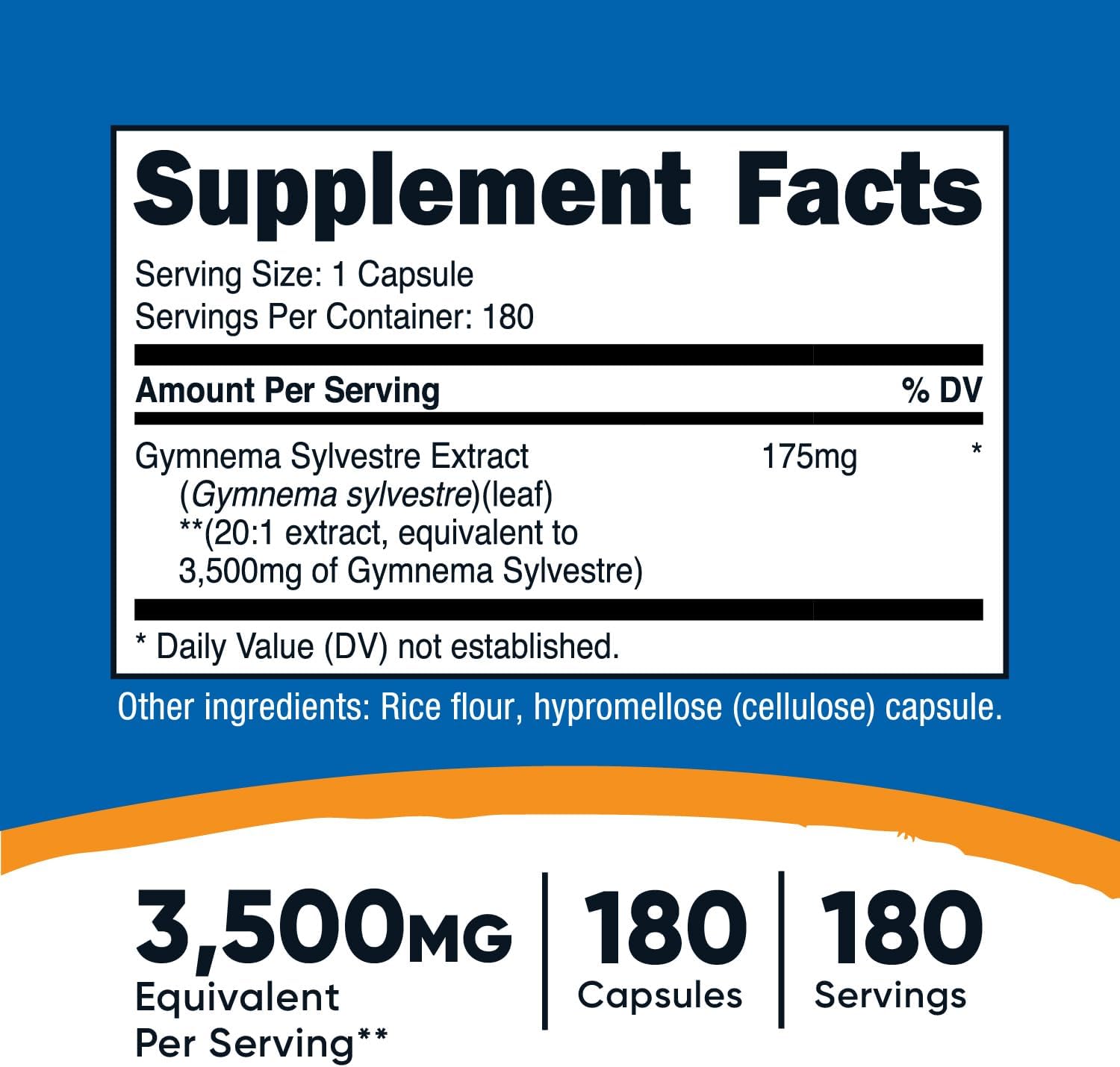 Nutricost Gymnema Sylvestre 3,500mg (20:1 Extract) from 175mg, 180 Capsules - Non-GMO, Gluten Free, and Vegetarian Friendly