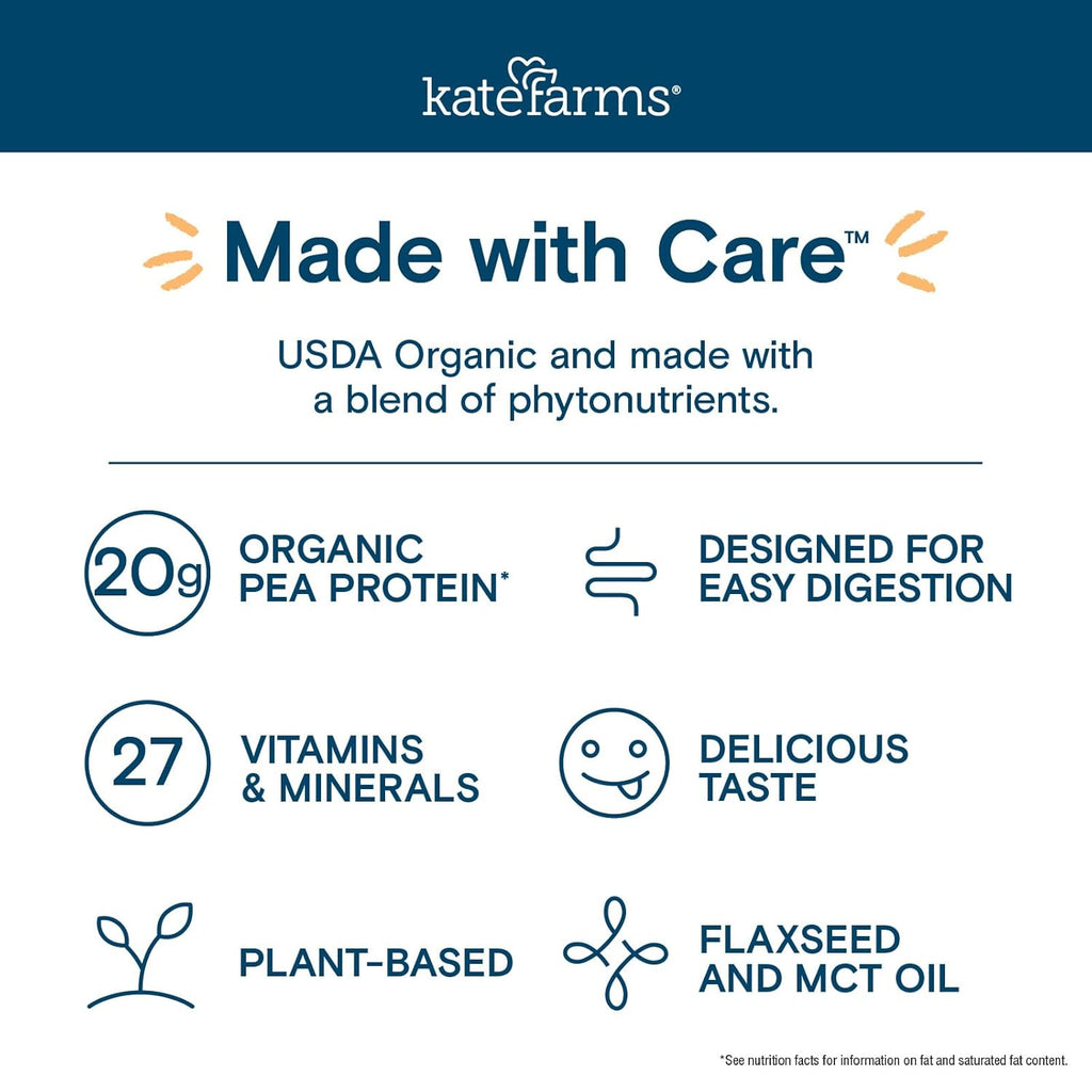 KATE FARMS Organic 1.8 Renal Support Shake, Vanilla, 20g Protein, 27 Vitamins and Minerals, Specialized Dialysis Nutrition Support, 8.45 oz (12 Pack)