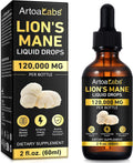 Lions Mane Mushroom Drops 120,000 MG, Brain Supplement, Brain Vitamins, Enhance Memory & Focus & Immunity, 2 Oz