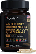 Aguaje Fruit Supplement1000mg 25:1 with Pueraria Mirifica, Papaya Leaf, Dong Quai, Shatavari, Wild Yam,Fenugreek Seed 120 Veg Capsules