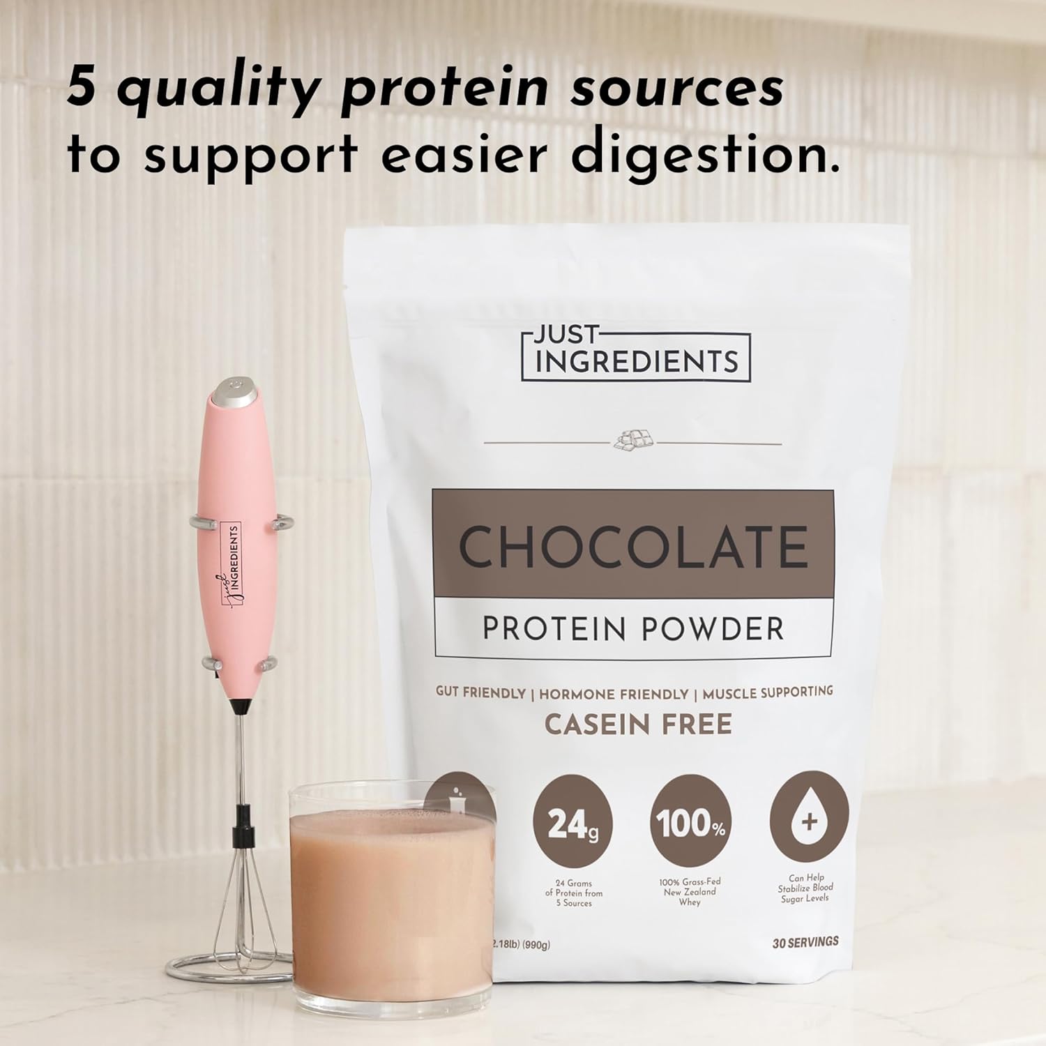 Chocolate Protein Powder – 30-Serving Blend with 100% Grass-Fed Whey & Organic Plant Proteins – Rich Cocoa Flavor – Supports Muscle Recovery, Energy & Satiety* – No Artificial Sweeteners or Fillers