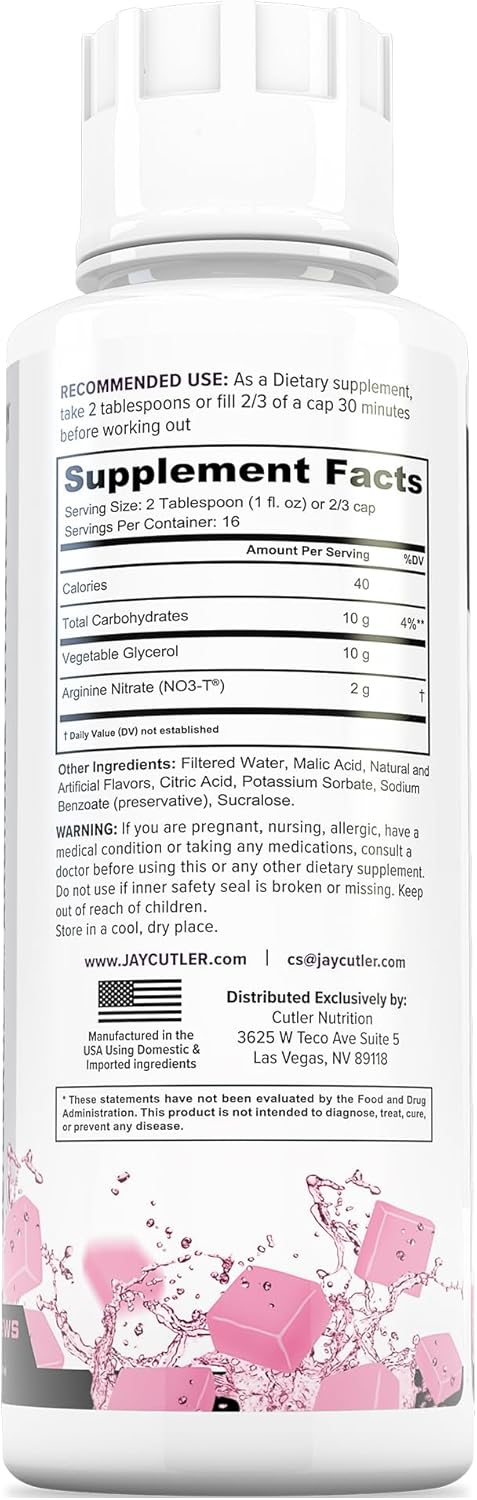 Liquid Pump - Glycerol and Arginine Nitrates for Optimized Pump pre-Workout Liquid Caffeine Free Non stim pre-Workout for Energy and Performance and nictic Oxide Booster | Pink Fruit Chews Flavor