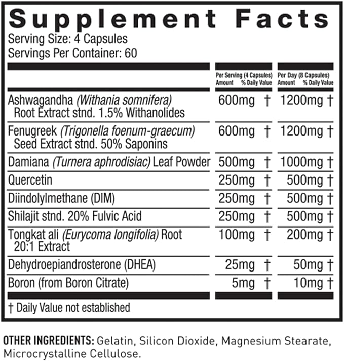 Alpha JYM X Advanced Hormone Optimization, Vitality, Optimization, DHEA, Ashwagandha, Boron, Shilajit, Fenugreek, Eurycoma, Damiana, Quercetin, DIM, JYM Supplemental Science, 240 Capsules