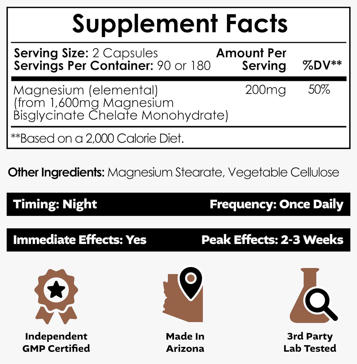Nootropics Depot Magnesium Glycinate Capsules | 180 Count | Mineral Supplement | Magnesium Supplement | Supports Heart, Muscle, Nerve, and Bone Health