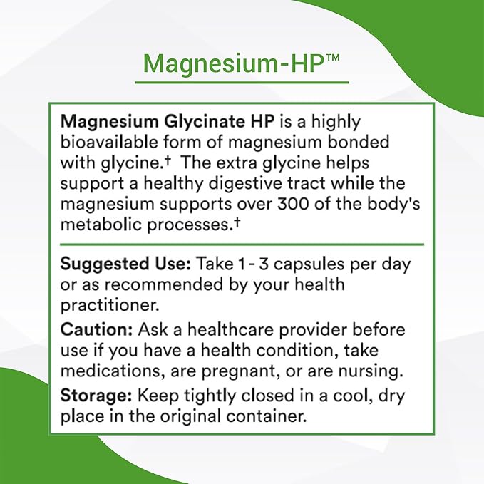 Healthy Gut Magnesium-HP | Ultra Pure Glycinate with Zero Fillers | 180 mg Magnesium Glycinate | 90 Servings