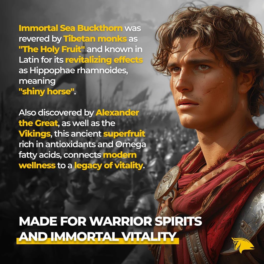 Immortal Sea Buckthorn Capsules – Ancient Power, Modern Vitality for Men and Women with Omega 3, 6, 7, 9, and Antioxidants for Radiant Skin, Energy & Immune Support.