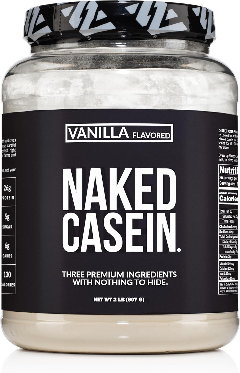 NAKED Casein - 2Lb Micellar Vanilla Casein Protein - Bulk, GMO-Free, Gluten Free, Soy Free, Preservative Free - Stimulate Muscle Growth - Enhance Recovery - 15 Servings