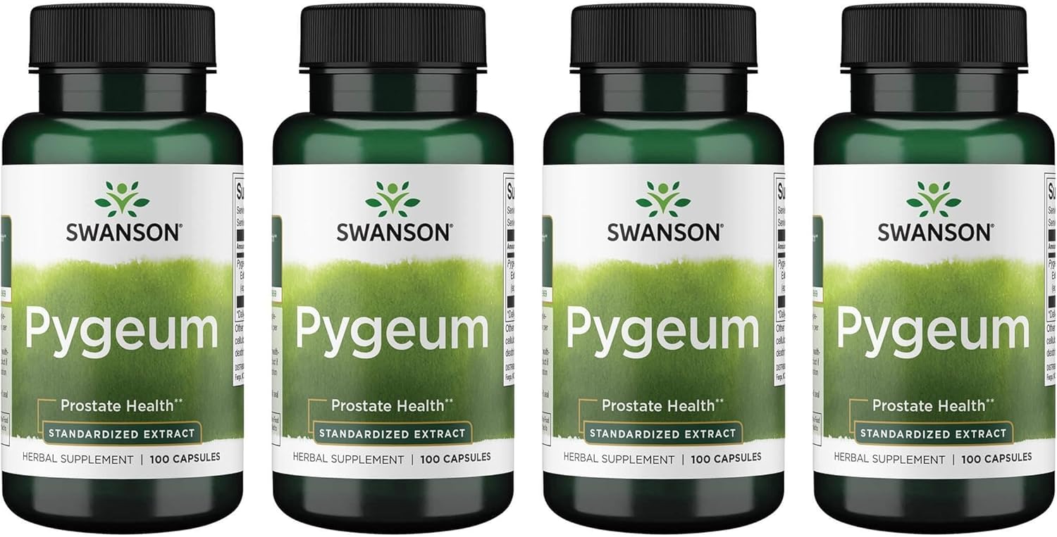 Swanson Pygeum - Herbal Supplement Promoting Male Prostate Health, Bladder, and Urinary Tract Health Support - Mens Health Supplement - (100 Capsules, 125mg Each) (4 Pack)