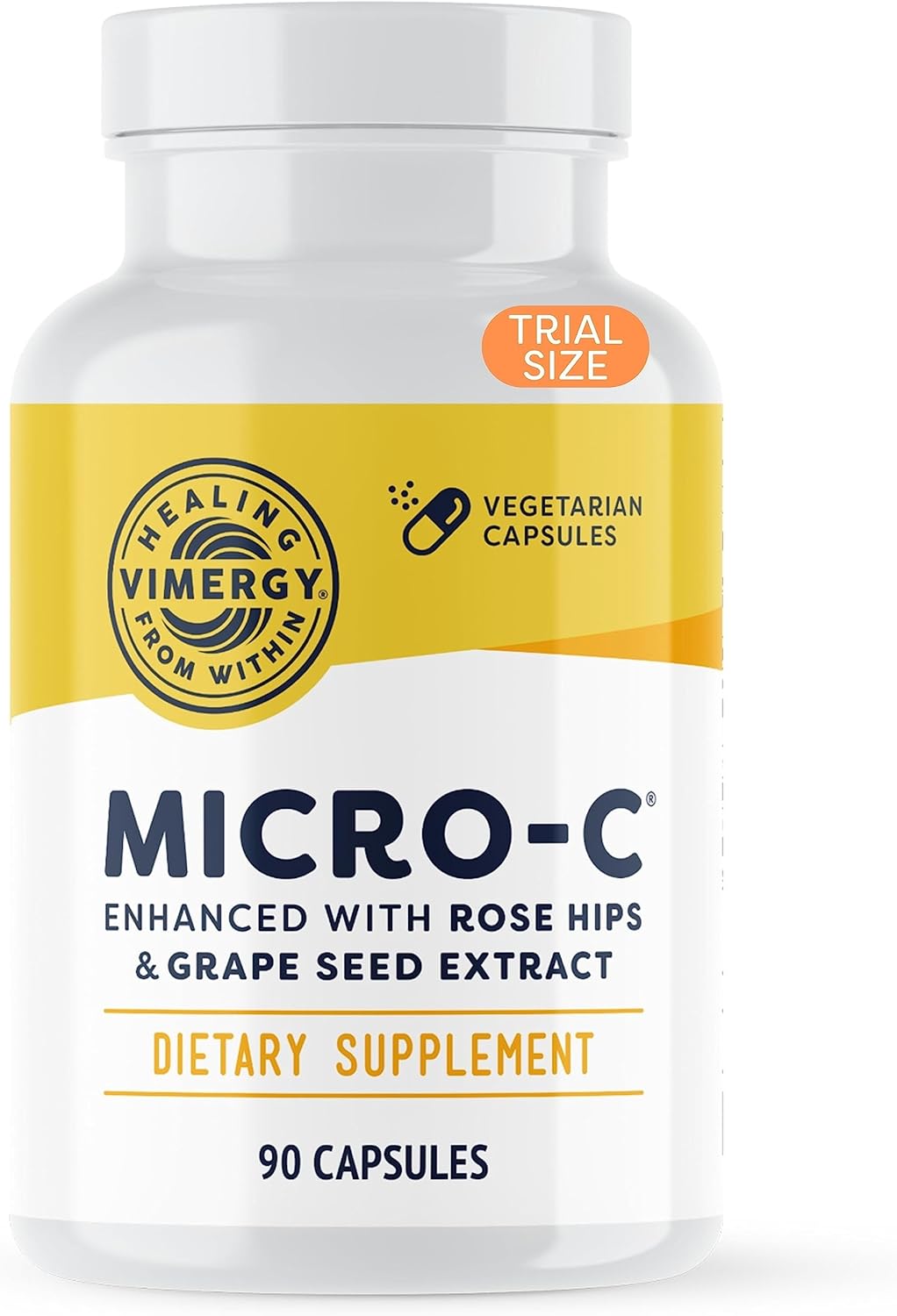 Vimergy Micro-C® Vitamin C Capsules – 500mg per Capsule, Supports Immune Health*, Promotes Collagen Production, Supports Healthy Bones*, Kosher, Vegan & Gluten-Free, Travel Size 90 Capsules