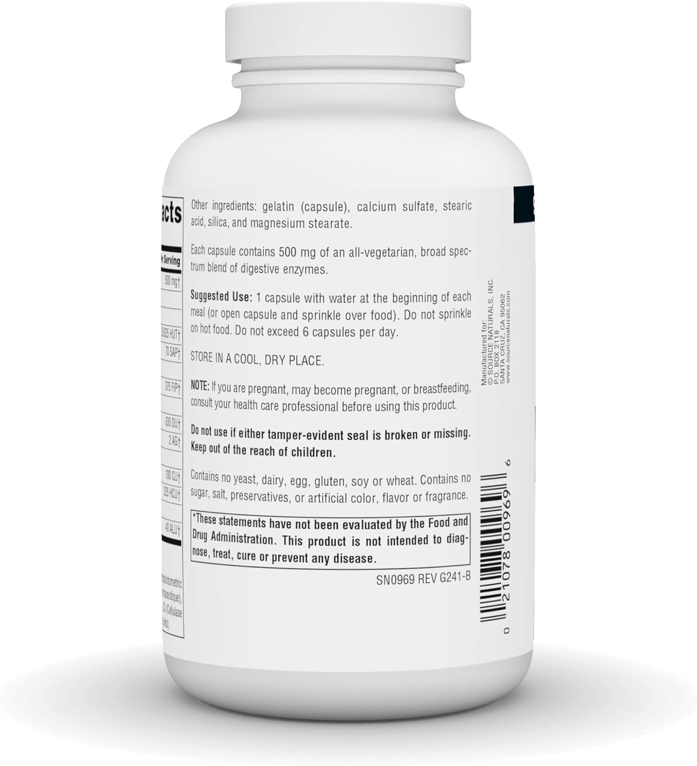 Source Naturals Essential Enzymes 500mg Bio-Aligned Multiple Enzyme Supplement Herbal Defense for Digestion, Gas, Constipation & Bloating Relief - Supports Immune System - 240 Capsules