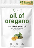 Micro Ingredients Oil of Oregano Softgels, 150 Count | 2 in 1 Formulated with Black Seed Oil | 4X Strength Carvacrol & Thymoquinone | Plant Based, Non-GMO