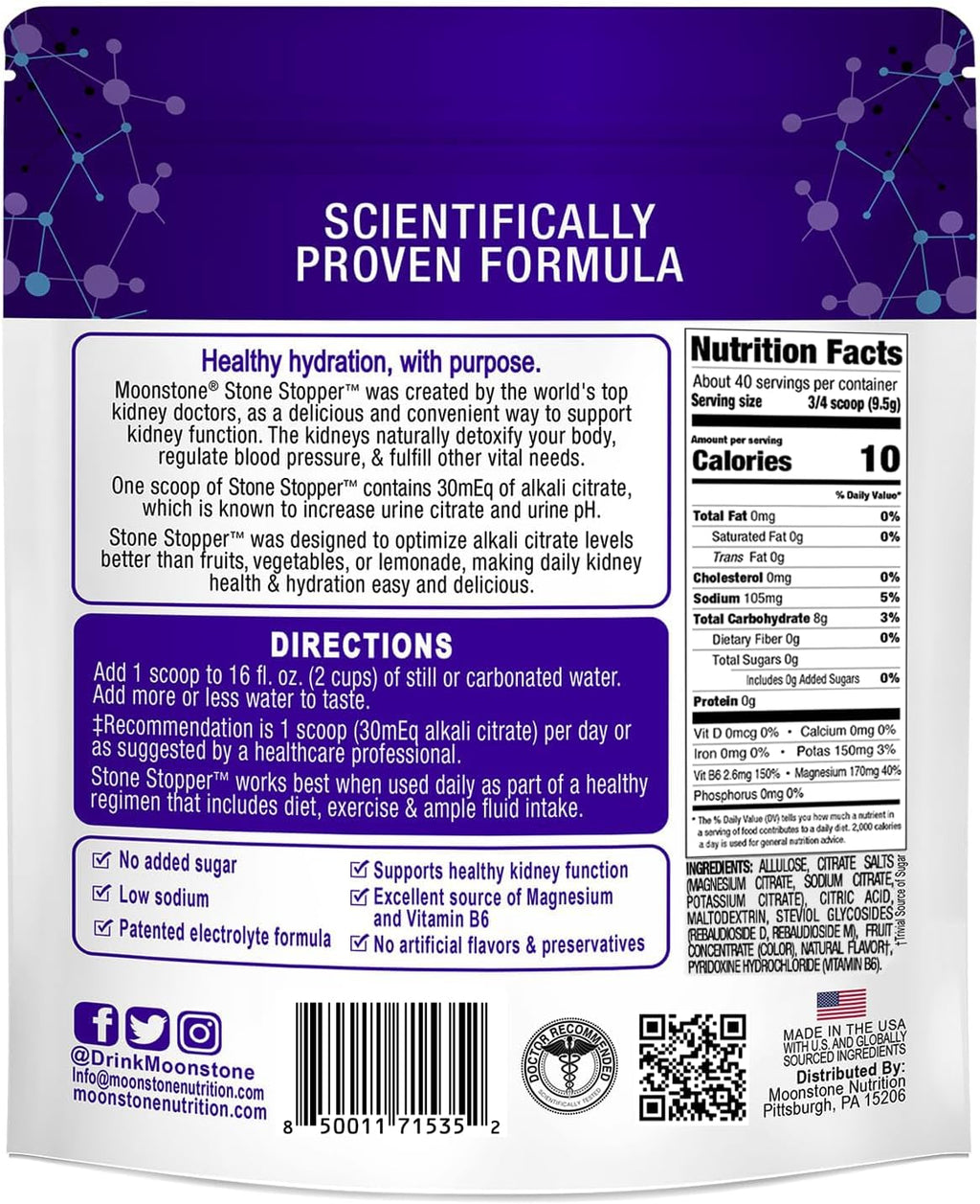 Stone Stopper Drink Mix, Wild Berry, Kidney Stone Prevention, Calcium Oxalate Protector, Alkali Citrate Support, Developed by Urologists to Improve Hydration and Support Kidney Health, 30 Day Supply