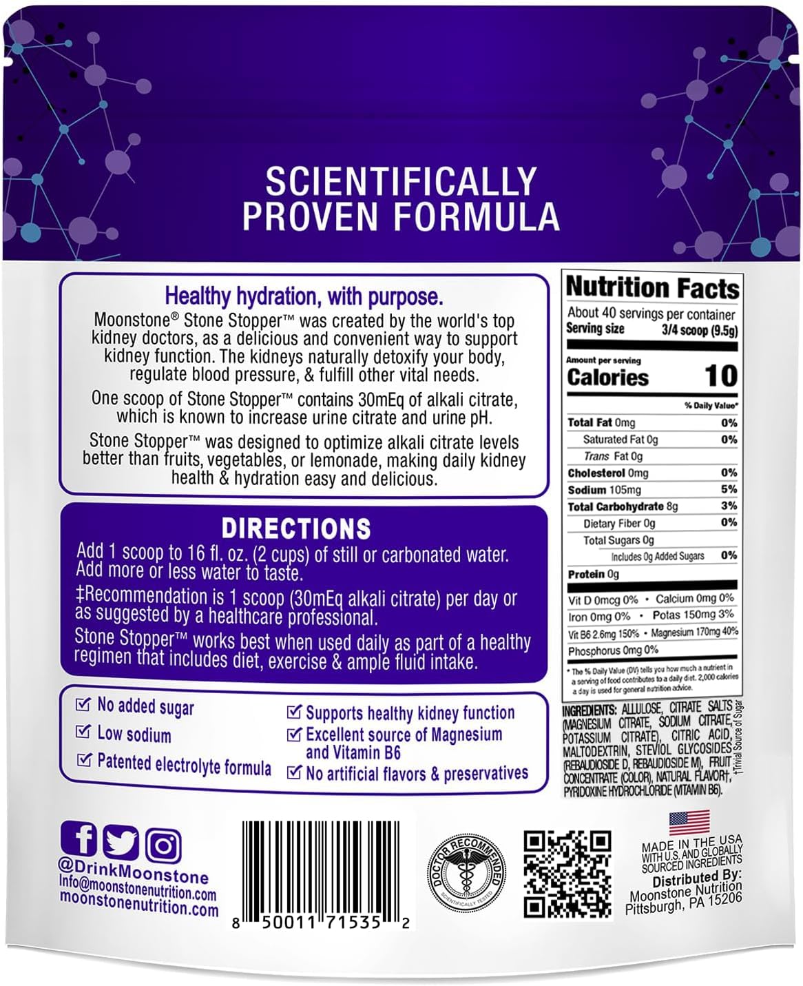 Stone Stopper Drink Mix, Wild Berry, Kidney Stone Prevention, Calcium Oxalate Protector, Alkali Citrate Support, Developed by Urologists to Improve Hydration and Support Kidney Health, 30 Day Supply