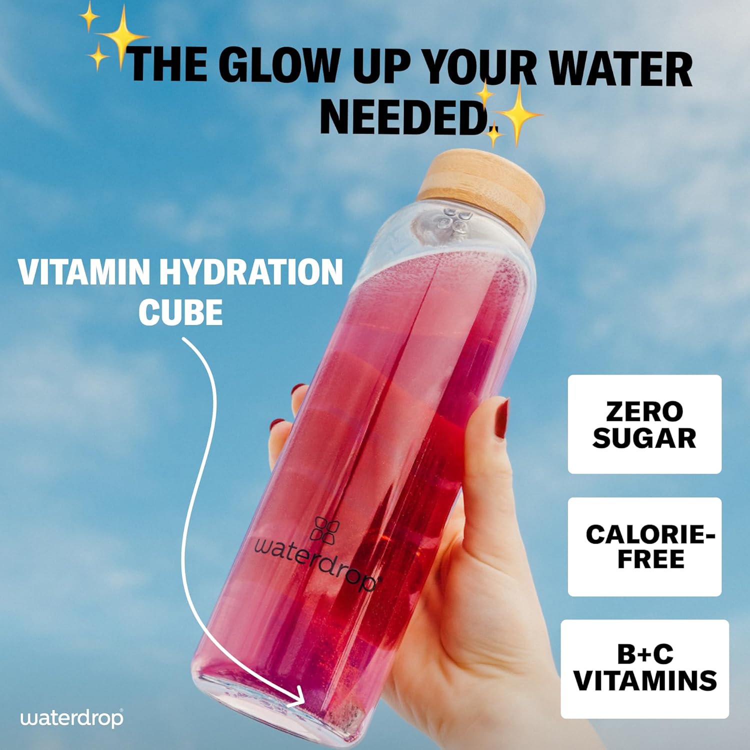 Waterdrop Hydration Cubes Mixed Berry Variety Pack, Zero Sugar Electrolyte & Vitamin Drink Mix, Flavored Water Enhancer Includes Blackberry, Blackcurrant, Microlyte Berry, Ice Tea Raspberry, 48 Count