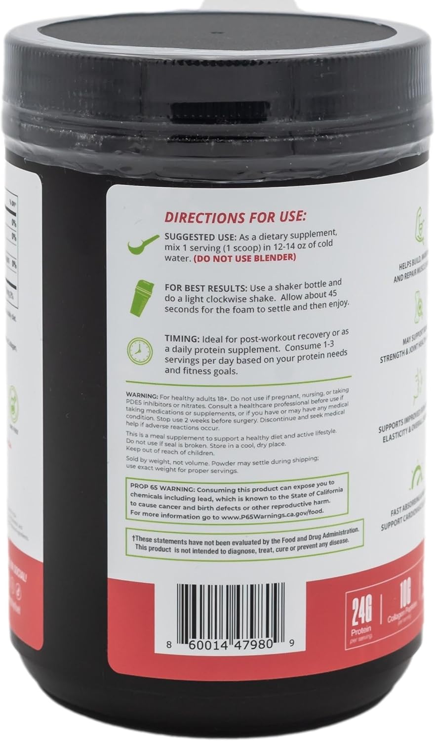 Clear Protein & Collagen Peptides Protein Powder Drink Mix - Naturally Sweetened & Flavored, Gluten Free, Lactose Free - Protein + Marine Collagen - 15 Servings (Strawberry Kiwi)