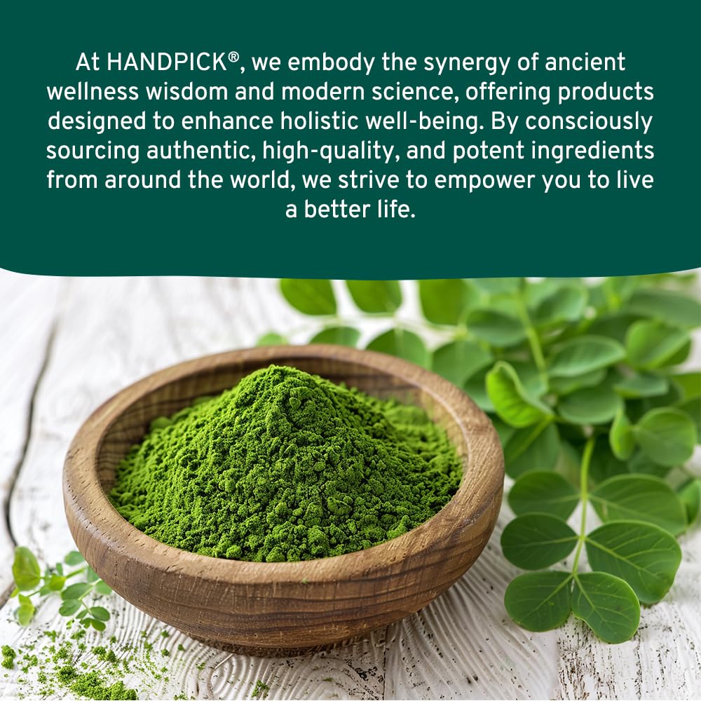 HANDPICK USDA Organic Moringa Powder (397g/14oz) Pure Moringa Oleifera Leaf Powder | Authentic Indian Origin | Gluten Free, Non-GMO | Perfect for Smoothies, Drinks, Tea & Recipes