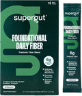 Supergut Foundational Daily Fiber, Vegan & Sugar Free Prebiotic Powder Blend for Gut Health & Digestive Support, Plant Based Supplement for Men & Women with 6g of Fiber, Unflavored, 15 Stick Packs