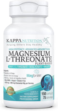 Kappa Nutrition Magbrain™ Magnesium L-Threonate Plant-Based, 420mg Elemental Magnesium (3 Capsules) from 2,253mg, 150 Vegan Capsules, Brain, Sleep & Muscle Support.