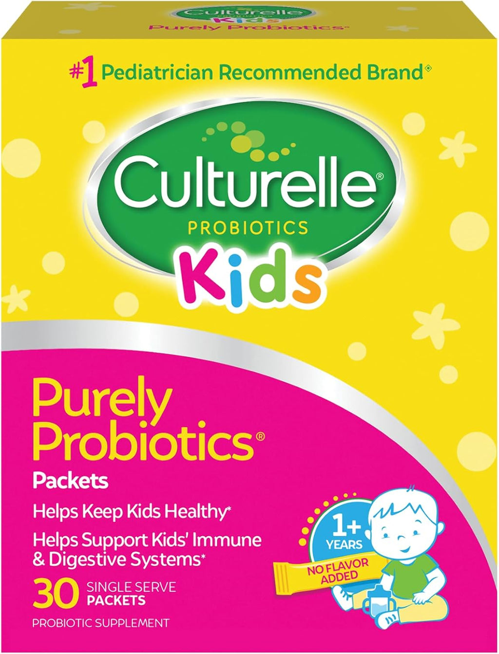 Culturelle Kids Daily Probiotic Supplement - Helps Support a Healthy Immune & Digestive System* - #1 Pediatrician Recommended Brand - For Age 3+ - 30 Single Packets