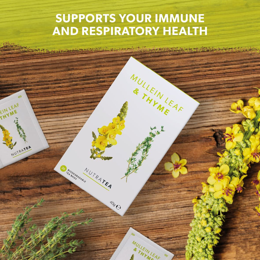 NutraTea - Mullein Leaf & Thyme Tea - Mullein Tea - Thyme Teabags For Lungs & Throat - 60 Individually Wrapped Bags - Herbal Infusion (3 Pack)