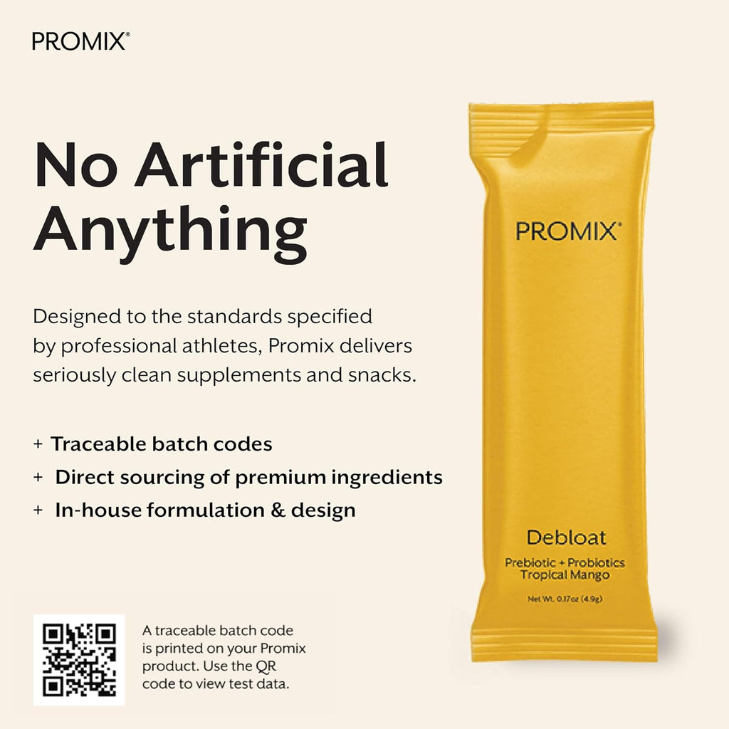 ProMix Nutrition Debloat Prebiotics and Probiotics Immune Support Supplement for Digestion, Cortisol Health, Gut Cleanse - Mango - 30 Servings (Pack of 30)