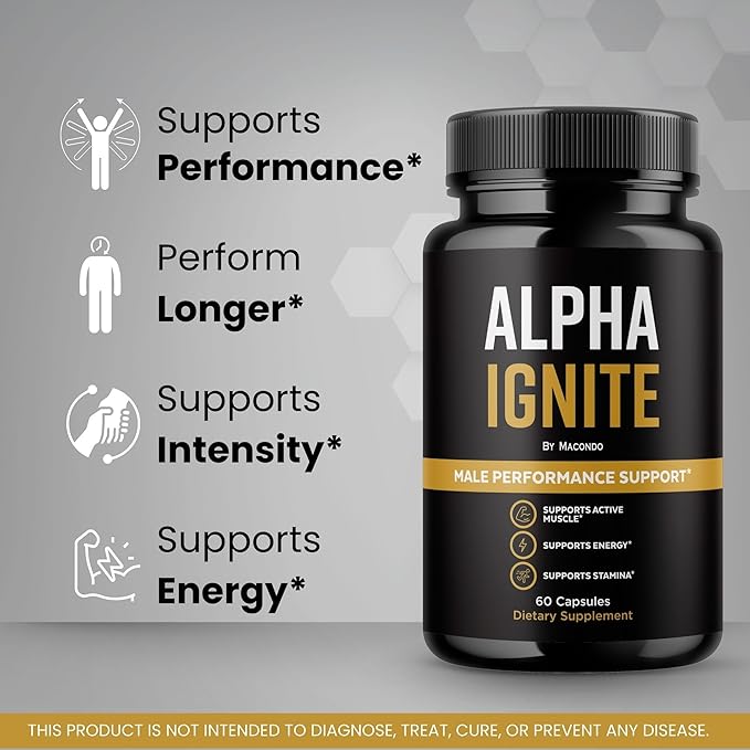 Alpha Ignite Capsules - Official AlphaIgnite Pills Advanced Formula Support Maximum Strength, Natural Supplement for Overall Health & Wellness Reviews - 60 Capsules for 1 Month