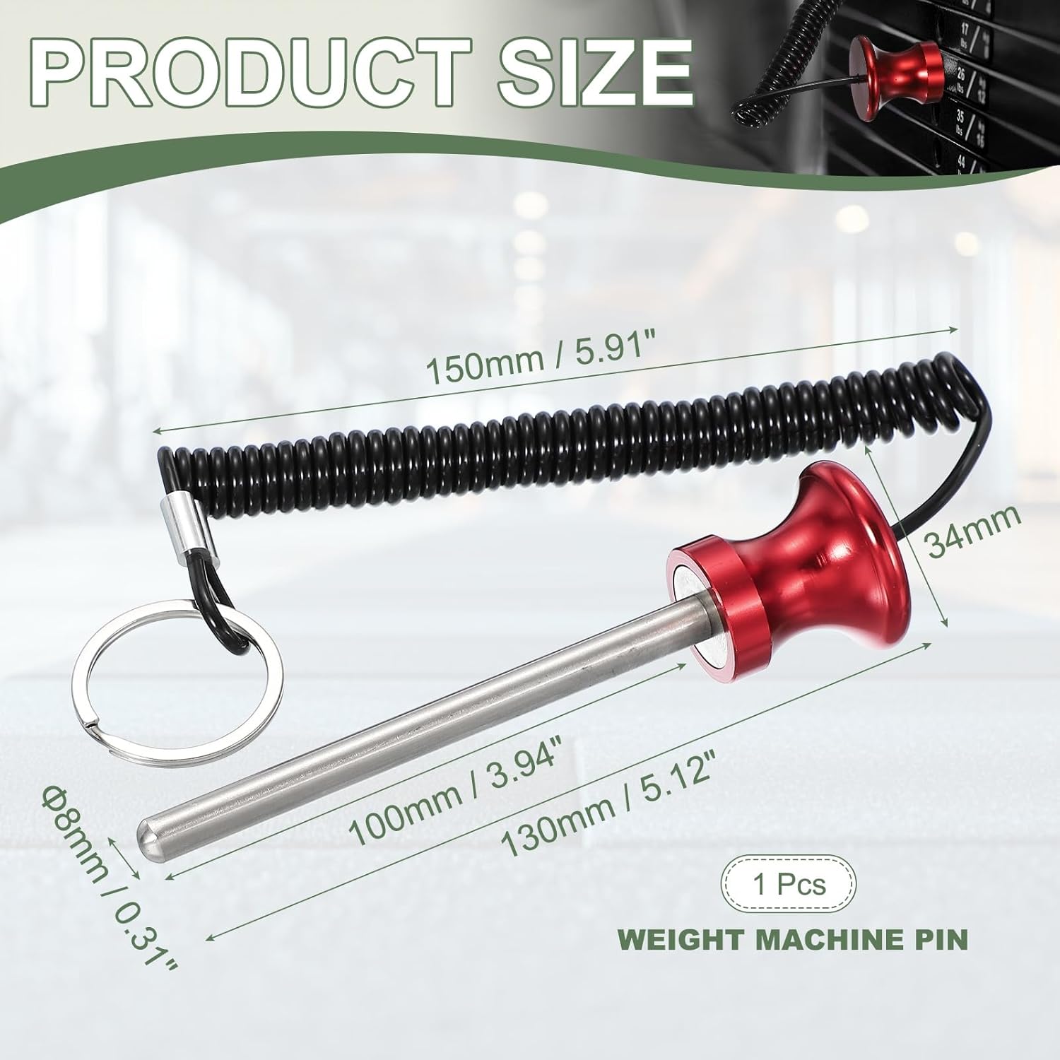 Weight Stack Pin, Weight Gym Pin Strength Training Equipment Replacement with Pull Rope for Home Gym Club