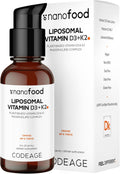Codeage Liquid Vitamin D3 K2 Supplement, Liposomal Vitamin D Cholecalciferol, Menaquinone MK-7, Liquid Vitamin K - Vegan & Non-GMO - No Sugar - 2 fl oz