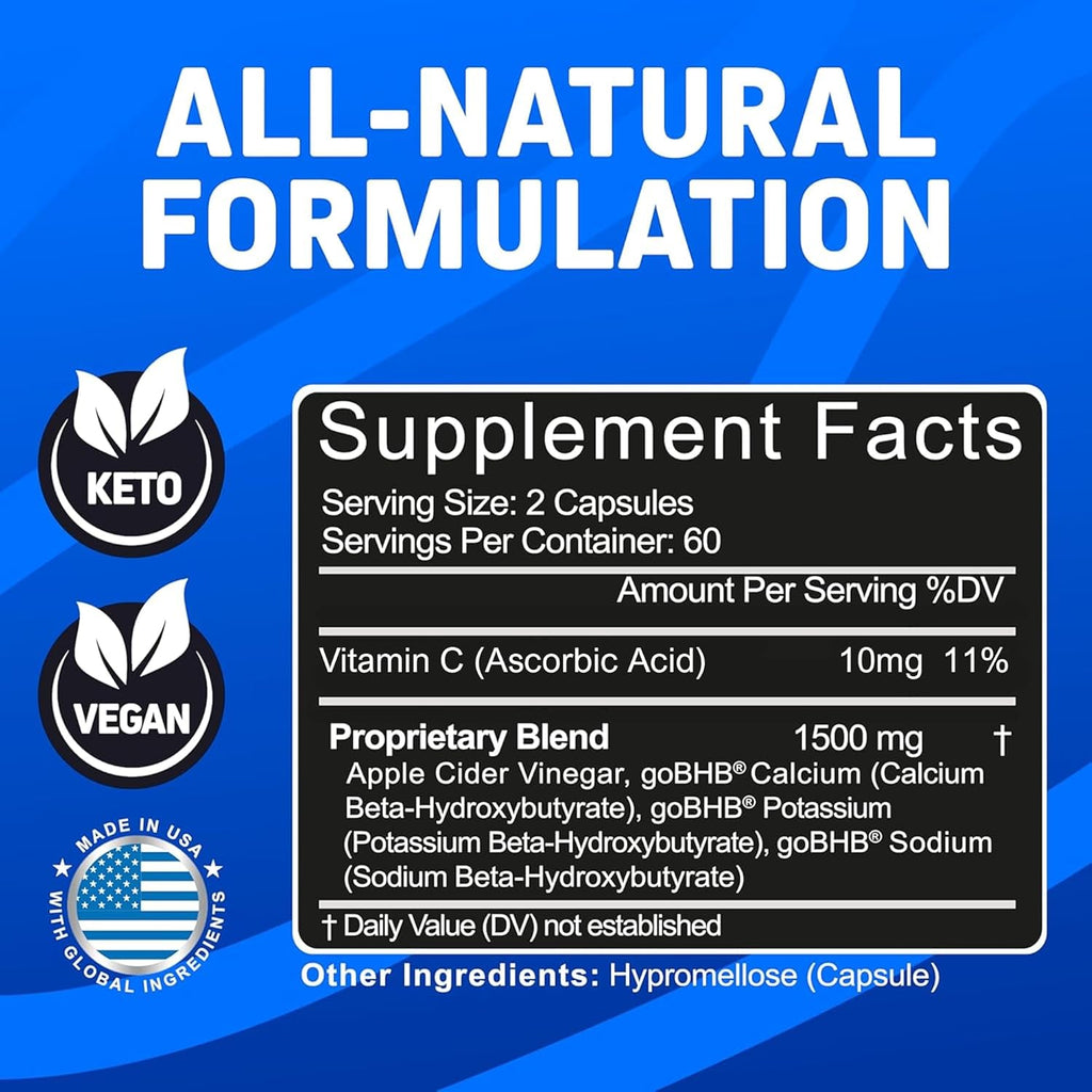 Herbtonics Apple Cider Vinegar with Keto BHB Salts - GLP-1 Support Supplement | Keto Diet Pills for Women & Men | Supports Appetite & Metabolic Function | 120 Keto ACV Capsules