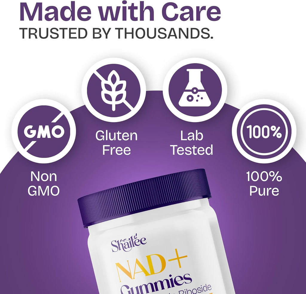 NAD+ Supplement with Resveratrol, 1000mg Liposomal Nicotinamide Riboside with Quercetin, NMN Supplement Alternative Supports Cellular Energy & Repair, 120 NAD Gummies for Brain Boost