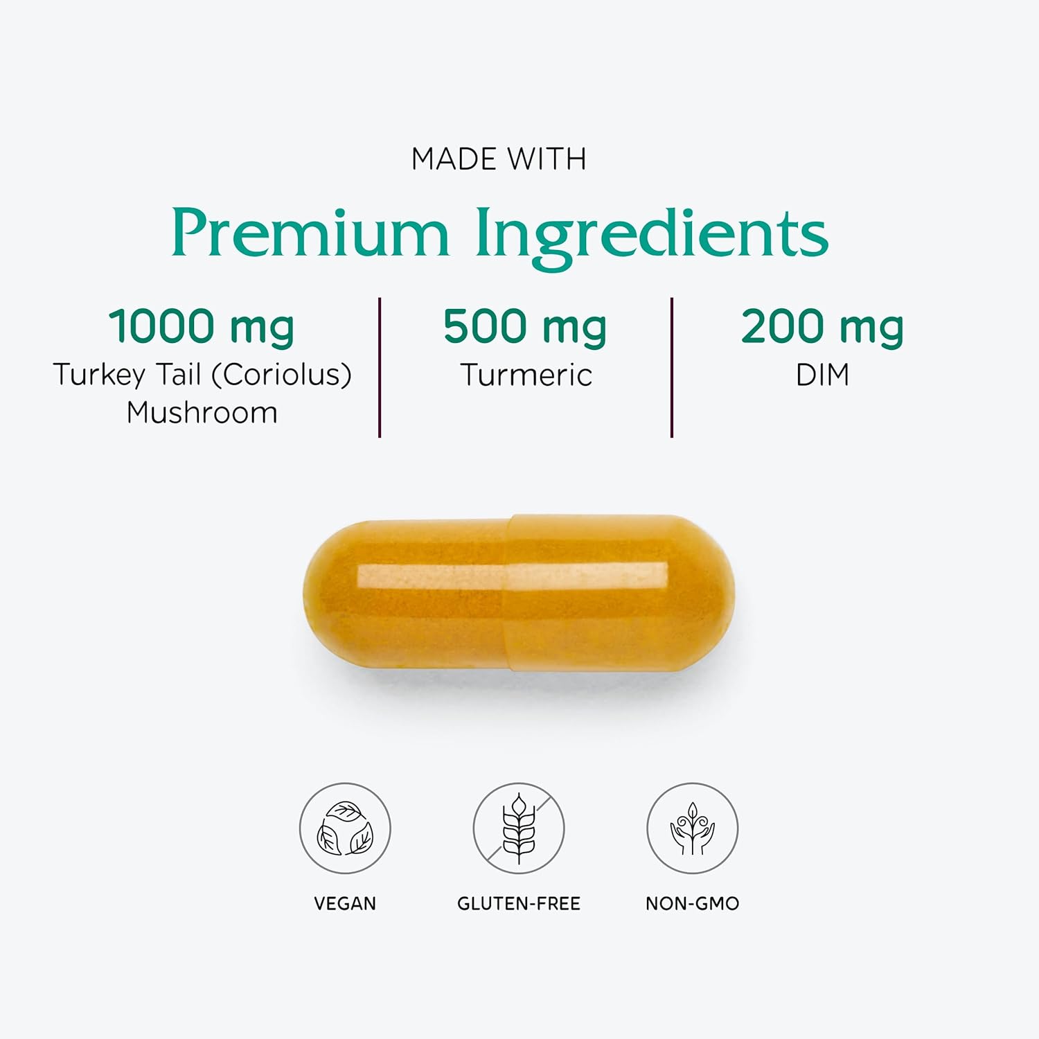 Vitanica CCDG Blend - Immune Support Supplement - DIM Supplement with Turkey Tail Mushroom, Turmeric & Green Tea - Vegan Supplement for Immune Support - Lady - 90 Capsules