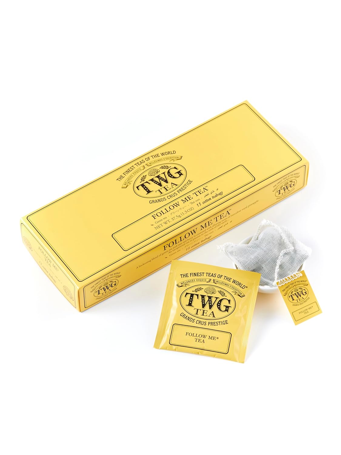 TWG Tea | Follow Me Tea | Green Tea | Ginseng & Pineapple | 15 Hand Sewn Cotton Teabags | Gift Set