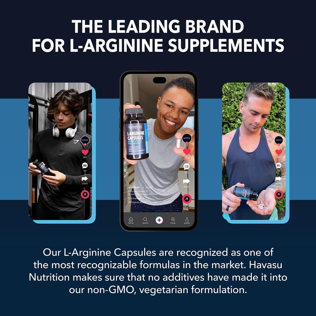 L-Arginine Capsules with L-Citrulline - Nitric Oxide Supplement - L Arginine and L Citrulline Blend - 60 Count - Vegan, Non-GMO Capsules for Performance, Endurance and Muscle Support - 1 Month Supply