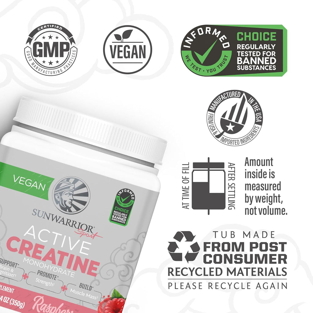 Creatine Monohydrate Powder Micronized PreWorkout Recovery Supplement | Support Muscle Building Strength Training Cognition | Vegan & Keto Friendly Easily Mixes (50 Servings) Raspberry Flavored