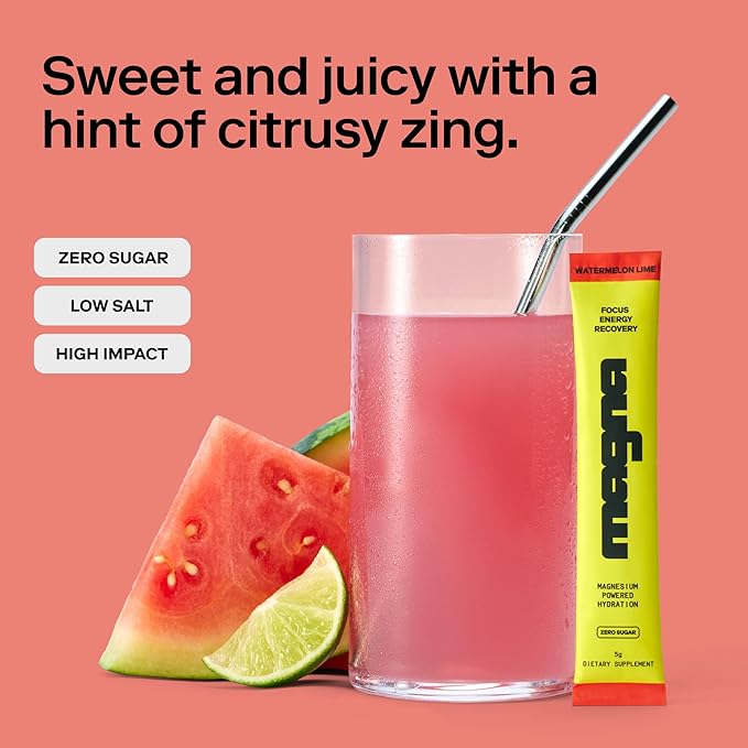 MAGNA Electrolytes Powder Drink Mix Bundle – Lemon Lime & Watermelon Lime Flavors, 56 Servings | Hydration, Energy & Focus Support with Magnesium L-Threonate, Sodium, Potassium, Vitamin D, B6 & B12
