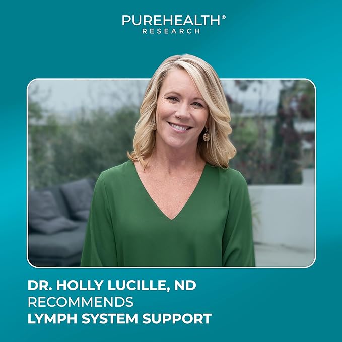 PUREHEALTH RESEARCH Lymph System Support Supplement - Lymphatic Drainage Supplement with Dandelion Extract, Cleavers, Burdock Powder - Reduce Swelling and Cleanse Lymph - 1 Bottle, Brown