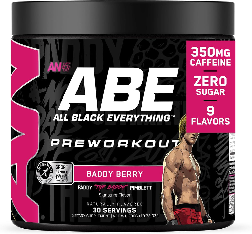 All Black Everything Pre Workout Powder | 30 Servings | Baddy Berry | 350mg Caffeine | Nootropic Pre-Workout Blend | Beta Alanine + Citrulline | Energy Supplement for Men and Women