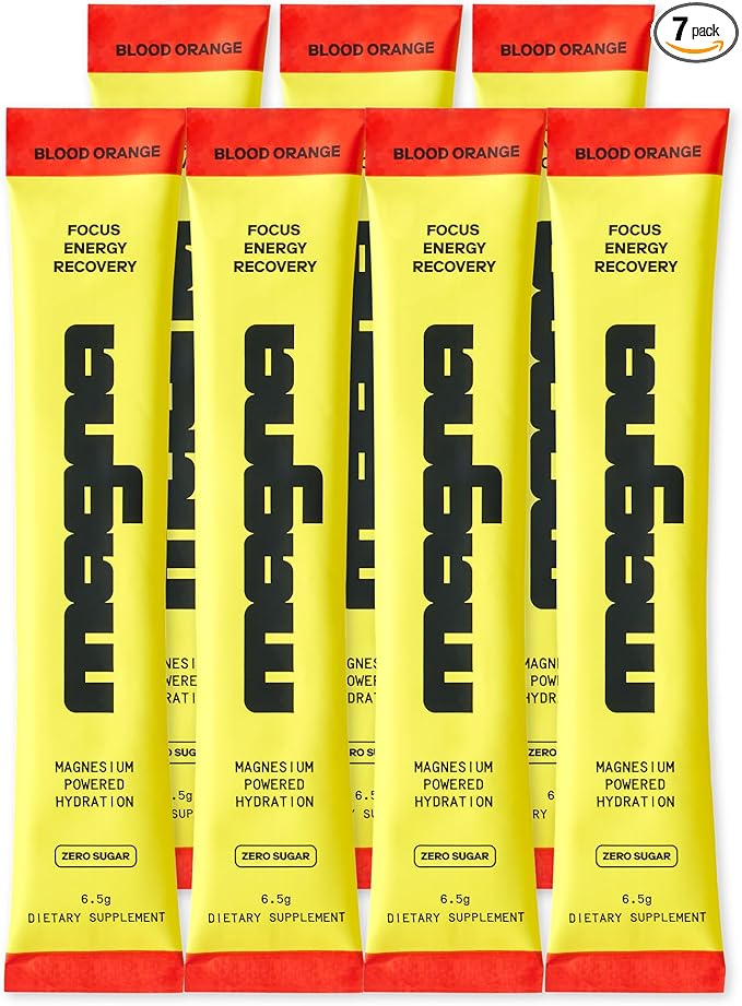 MAGNA Electrolytes Powder Drink Mix for Hydration, Energy & Focus Support with Magnesium L Threonate, Sodium, Potassium, Vitamin D, B6 & B12, Sugar Free, Blood Orange Flavor, 7 Servings