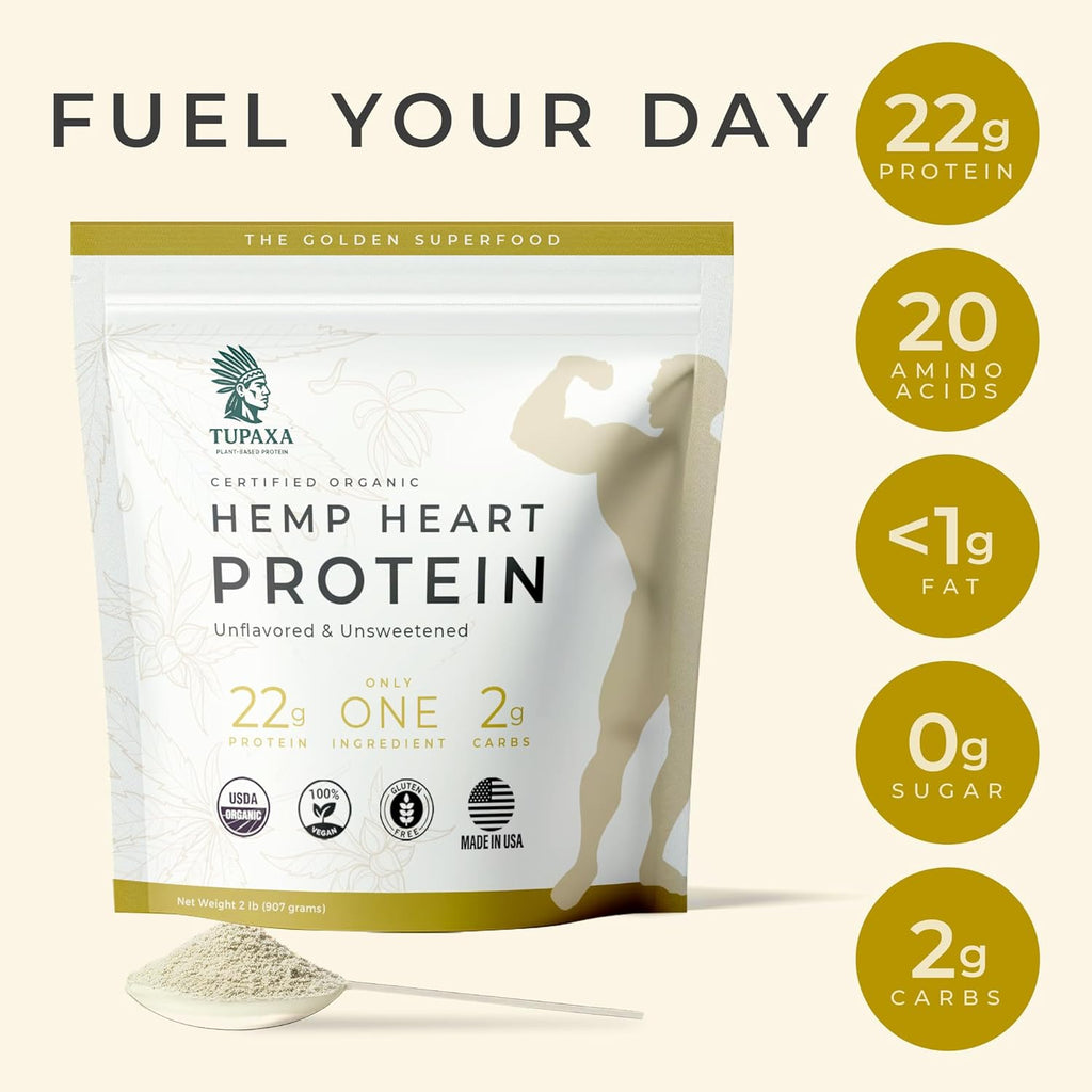 USDA Organic Hemp Protein Powder for Women & Men - Unflavored Pure Natural - Plant Based Powder, Vegan, Gluten Free, Keto - Hemp Seed Powder Cold-Pressed (30 Servings (2 lb), Unflavored)