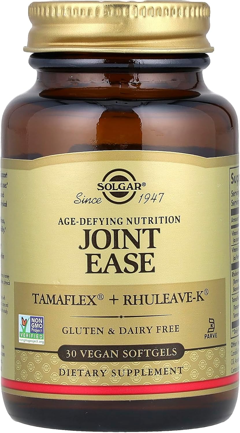 Solgar Joint Ease Supplement for Joint Health and Flexibility, Boswellia and Turmeric Extracts, Vitamins D and C, Vegan, Age-Defying Nutrition for Men and Women, Gluten-Free, 30 Servings