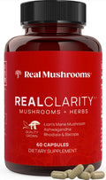Real Mushrooms RealClarity Capsules – Lion’s Mane, KSM-66 Ashwagandha, Cordyceps & Reishi – Mental Sharpness, Alertness. & Adaptogenic Support – Vegan, Non-GMO – 60 Count Mushroom Supplement