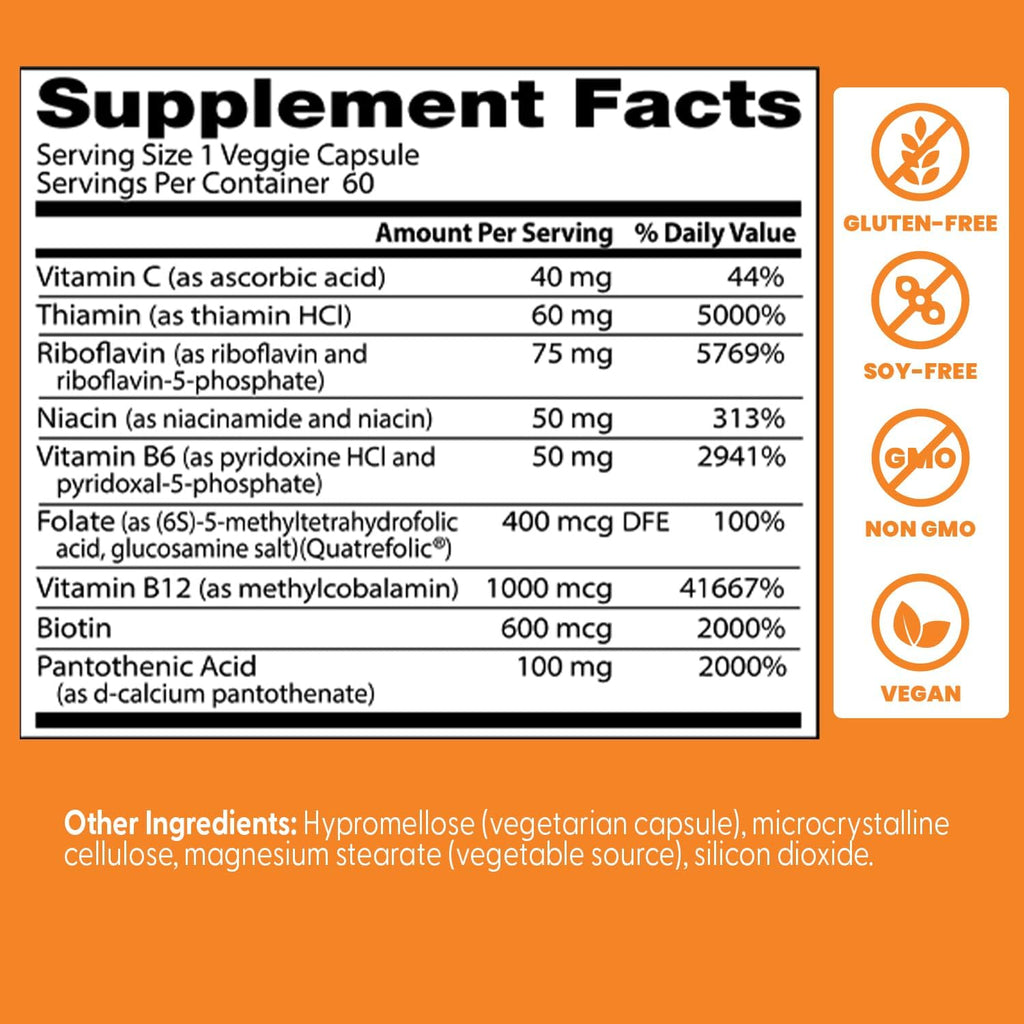Doctor's Best Fully Active B Complex, Energy & Cellular Support, Non-GMO, Gluten Free, Soy Free, Vegan 60 Veggie Caps