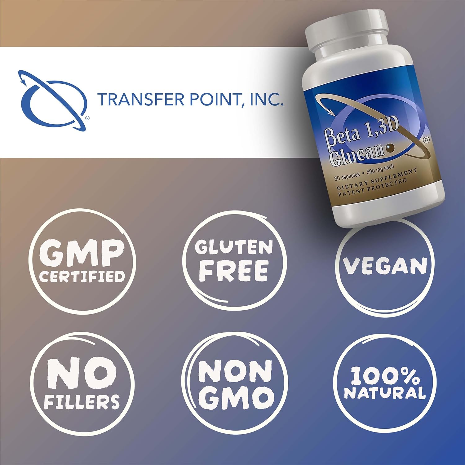 Immune Support Supplement Highly Purified Beta Glucan 500 mg (beta glucan Fiber) (500mg beta glucan Powder per Capsule)