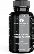 Centenarius Nutrition Sleep and Mood Formula with L-Theanine, 5-HTP, PharmaGABA + More for Sleep + Enhanced Mood & Stress Levels (60 Count)