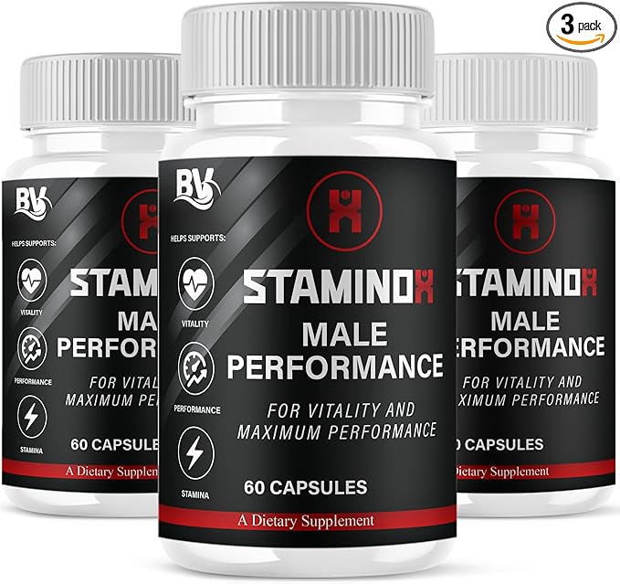 BLUE VIBE Staminox Premium Wellness and Advanced Health Management Supplement Pills, Staminox Maximum Strength Advanced Daily Health Support and Overall Wellness Supplement (3 Pack- 180 Capsules)