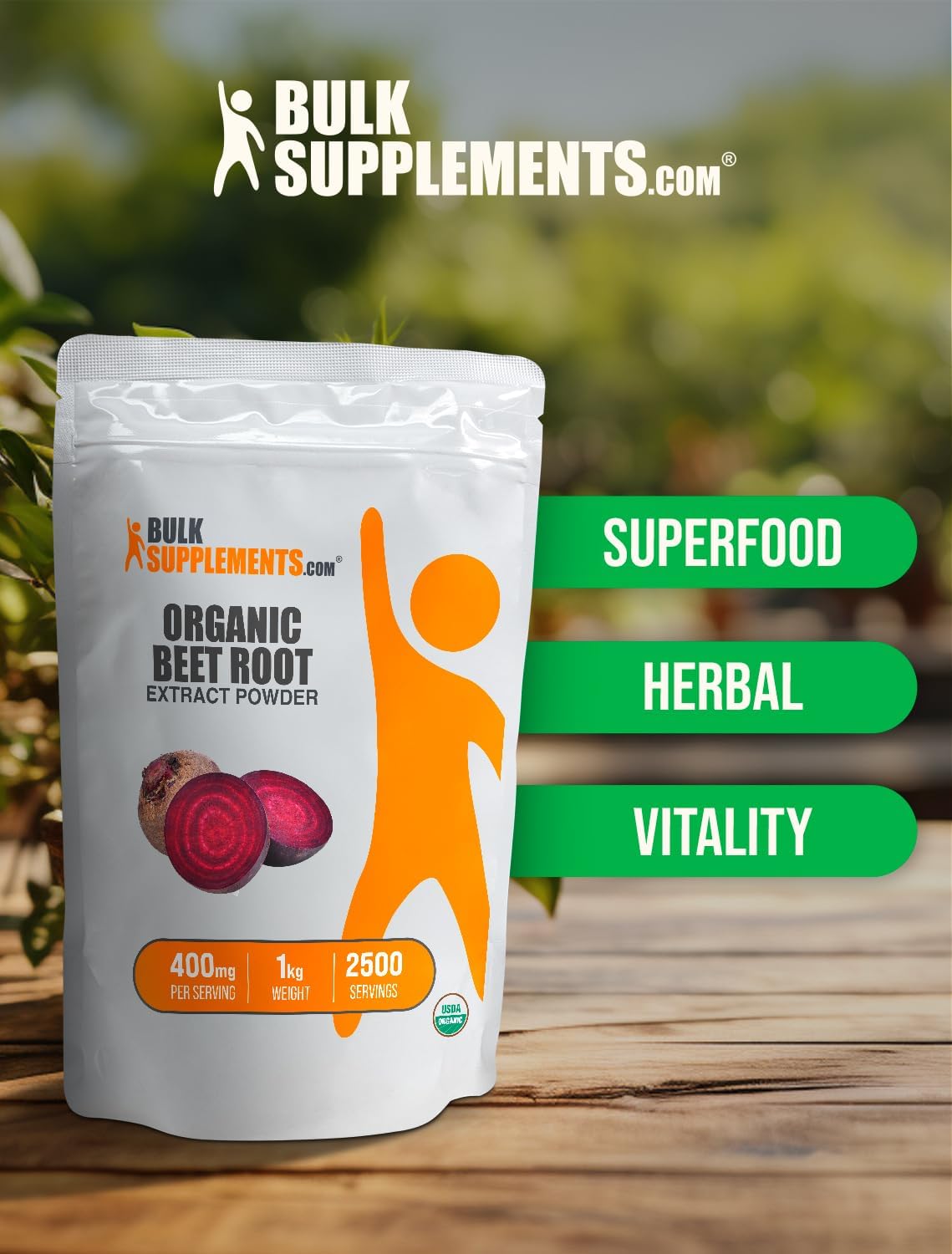 BulkSupplements.com Organic Beet Root Extract Powder - Organic Beet Root Powder, Superfood Supplement - Vegan & Gluten Free, 400mg per Serving, 1kg (2.2 lbs) (Pack of 5)